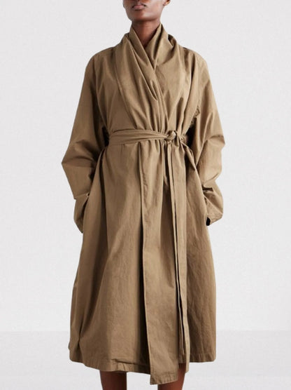 Tie-Waist Wrap-Style Trench Coat - One size - Coats