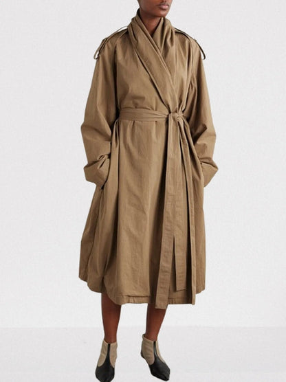 Tie-Waist Wrap-Style Trench Coat - One size - Coats