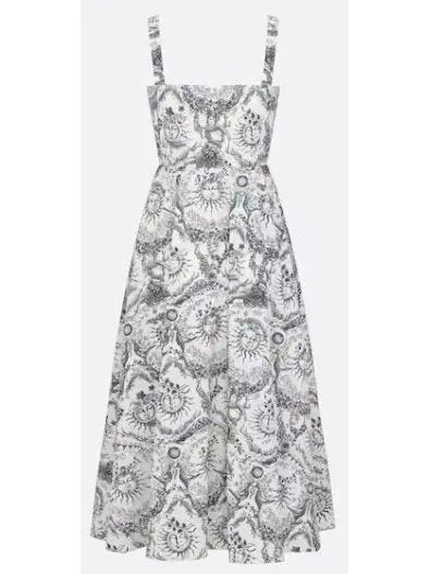 Toile de Jouy Soleil Motif Flared Mid-Length Dress - Branna Couture