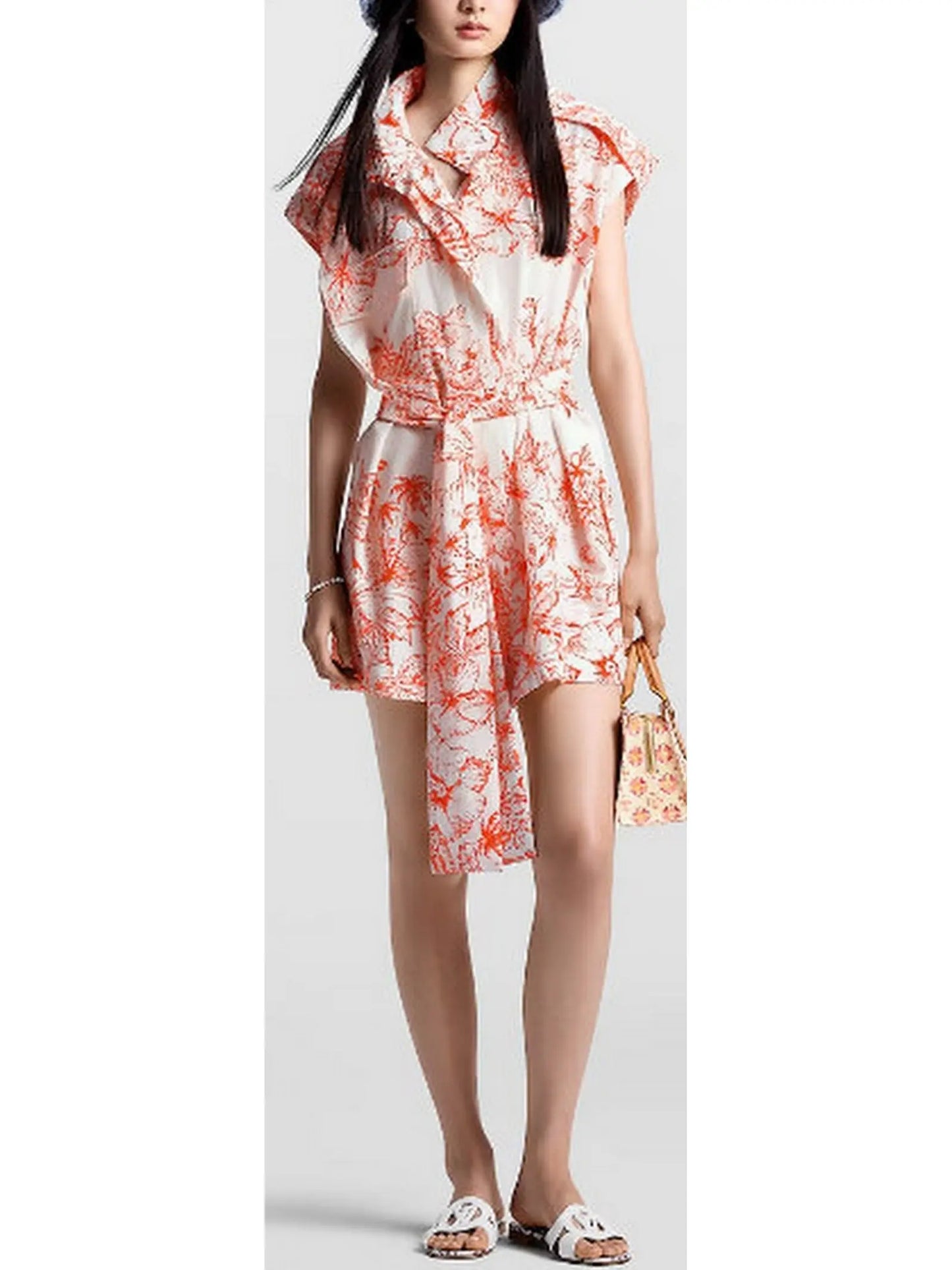 Tropical Floral Printed Mini Shirt Dress - Branna Couture