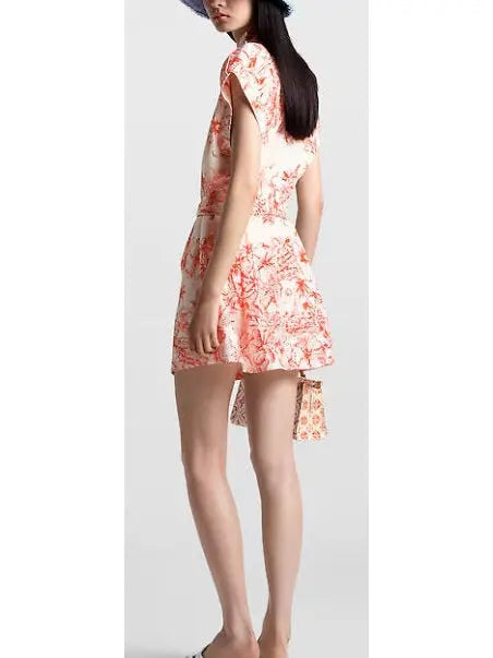 Tropical Floral Printed Mini Shirt Dress - Branna Couture