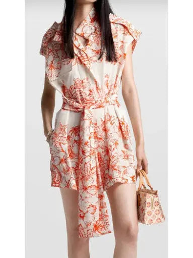 Tropical Floral Printed Mini Shirt Dress - Branna Couture