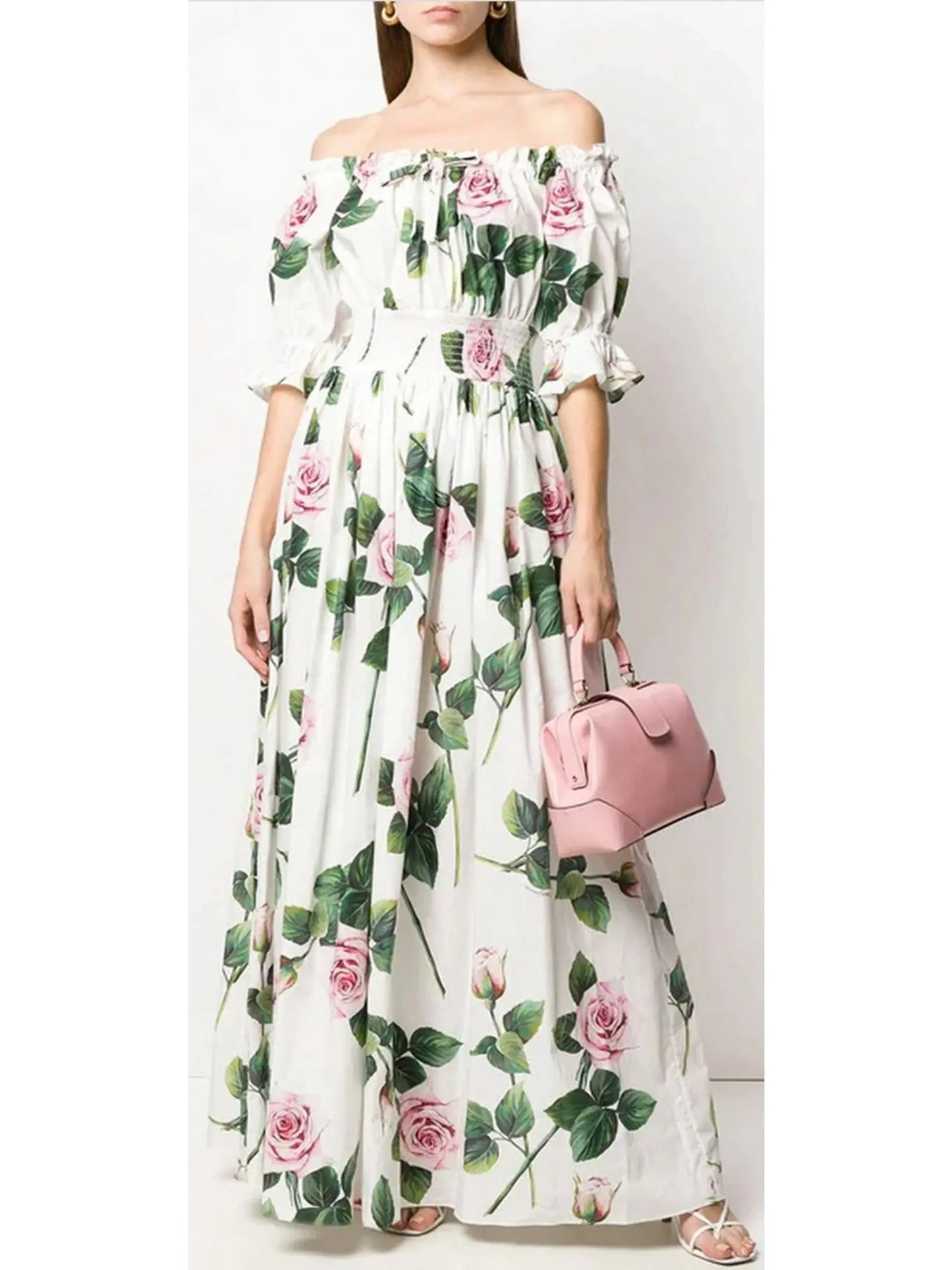 Tropical Rose Print Dress - Branna Couture