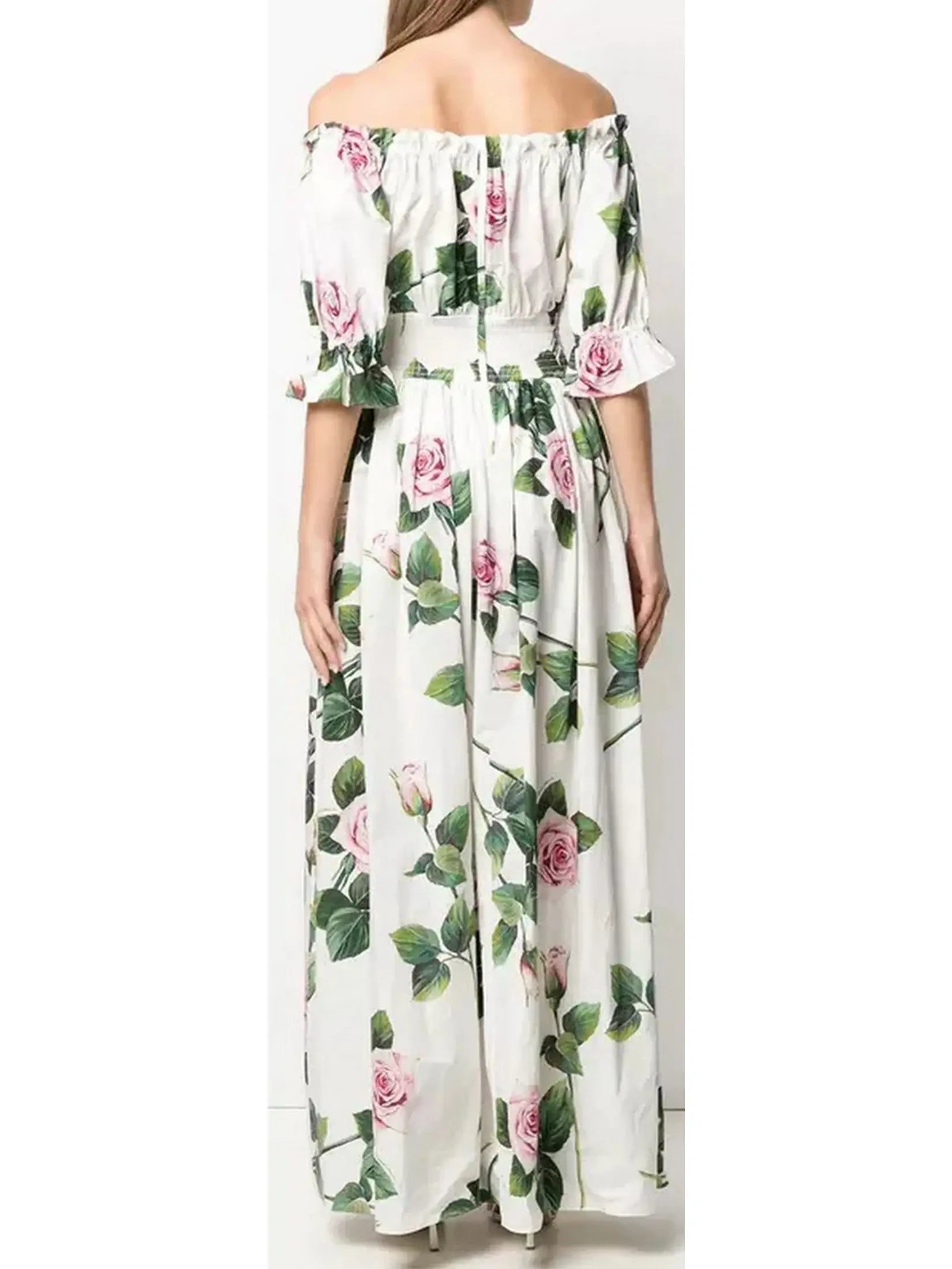 Tropical Rose Print Dress - Branna Couture