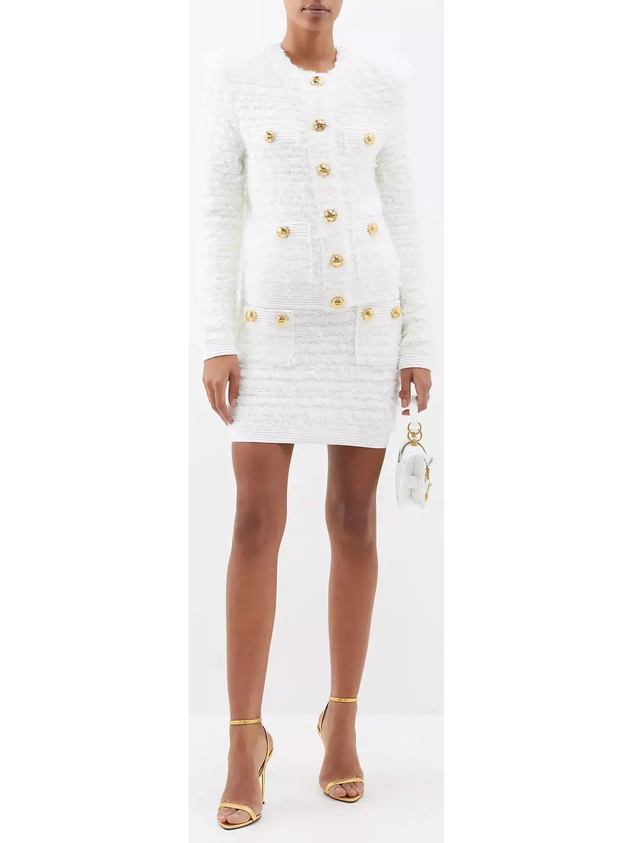 Tweed White Mini Skirt - Branna Couture