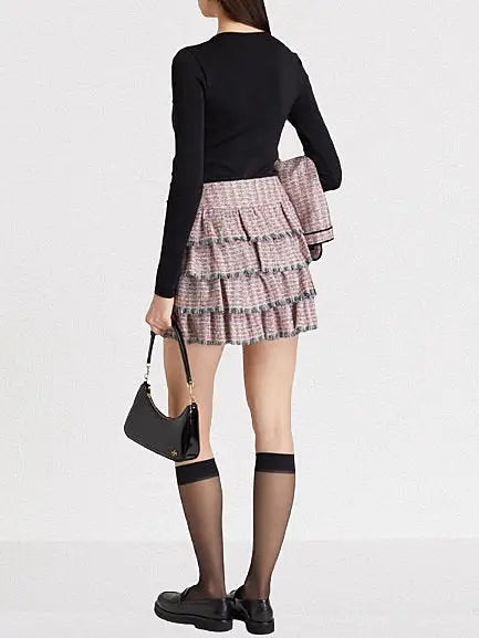 Tweed Jacket and Tiered Short Tweed Skirt - Suits & Sets