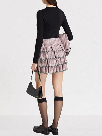 Tweed Jacket and Tiered Short Tweed Skirt - Suits & Sets