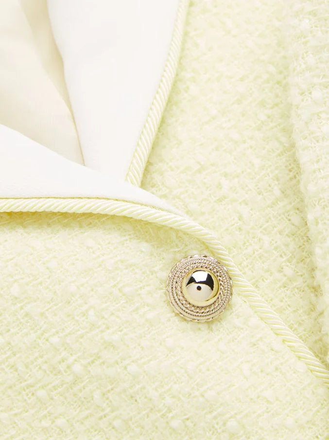 Tweed Sailor Jacket and Skort Set in Pale Yellow - Suits & Sets