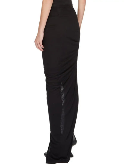 Twisted Maxi Skirt with High Slit in Black - Skirts