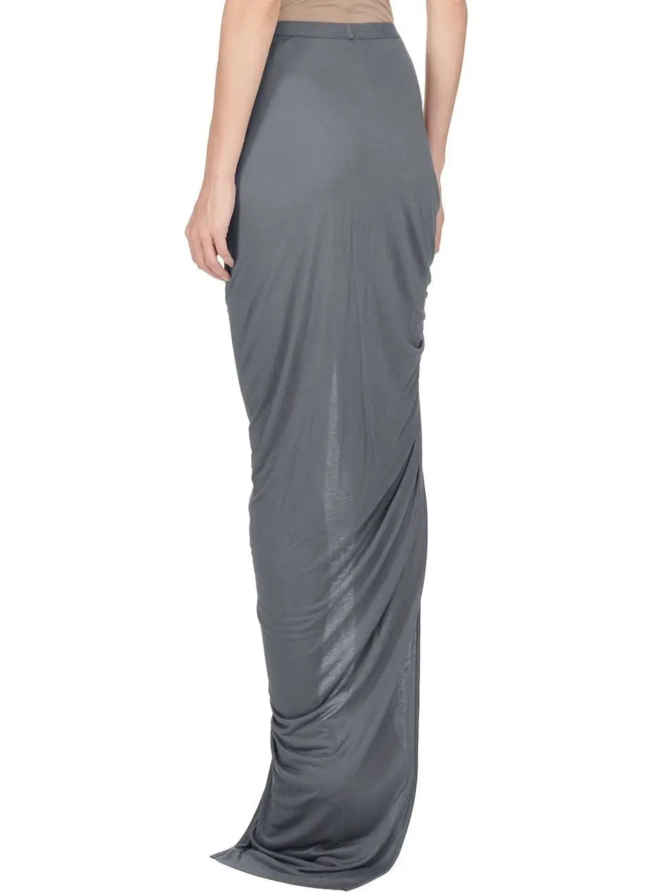 Twisted Maxi Skirt with High Slit in Grey - Skirts