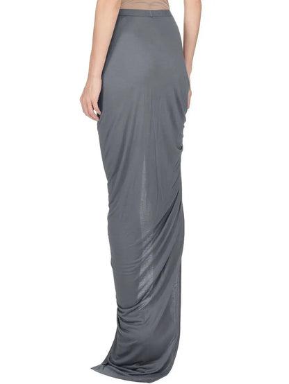 Twisted Maxi Skirt with High Slit in Grey - Skirts