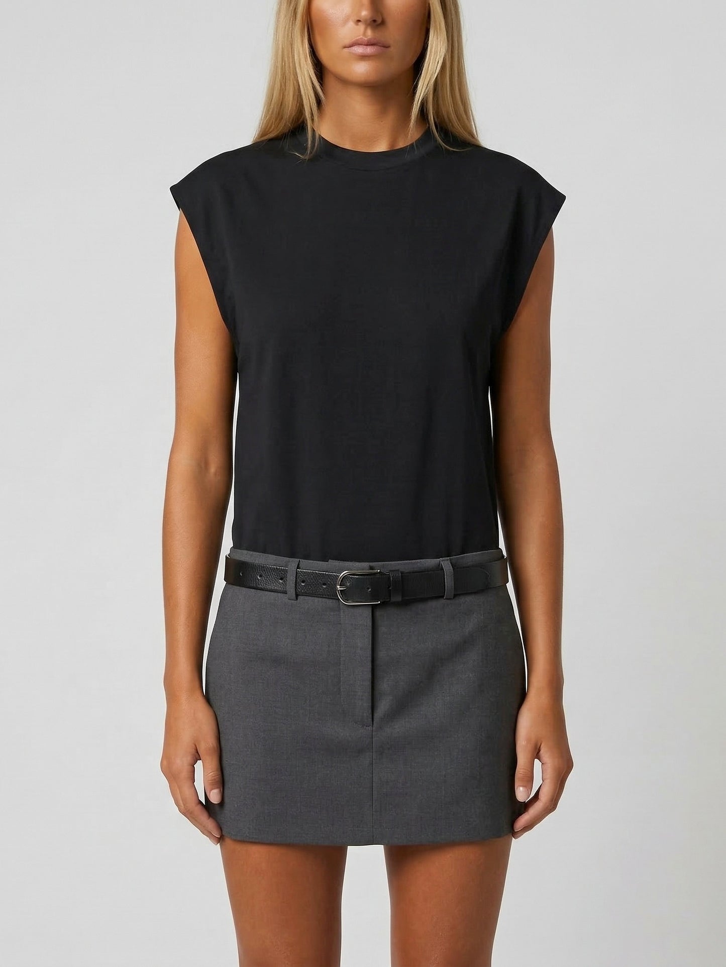 Two-Tone Sleeveless Layered Look Mini Dress - Small - Dresses