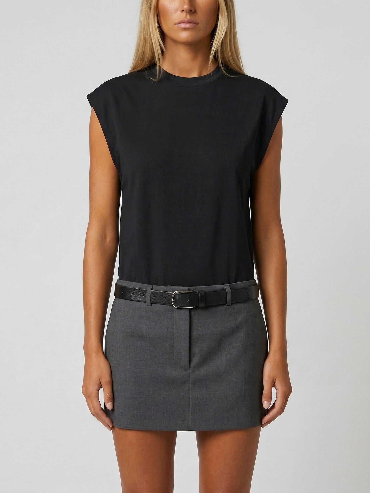 Two-Tone Sleeveless Layered Look Mini Dress - Small - Dresses