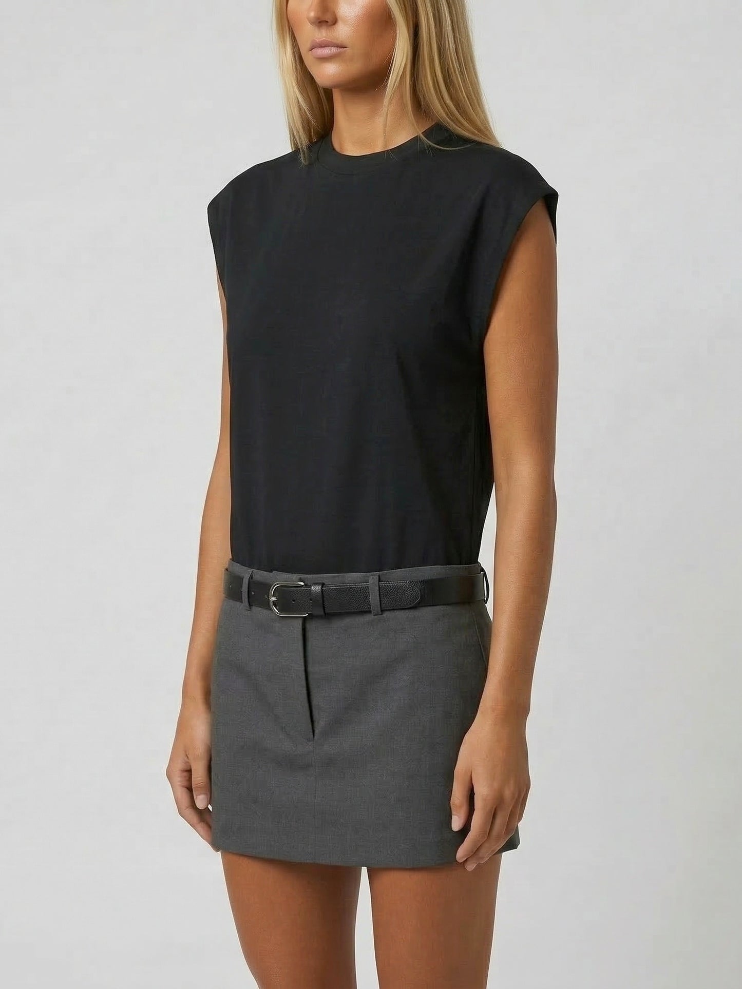 Two-Tone Sleeveless Layered Look Mini Dress - Dresses