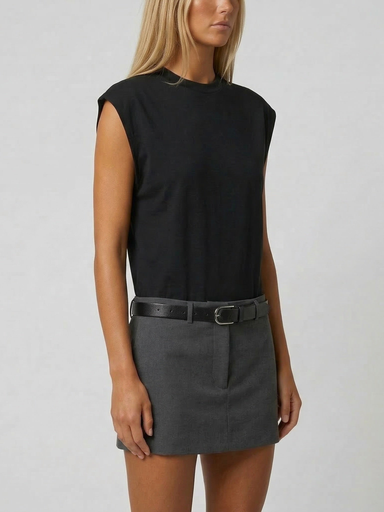 Two-Tone Sleeveless Layered Look Mini Dress - Dresses