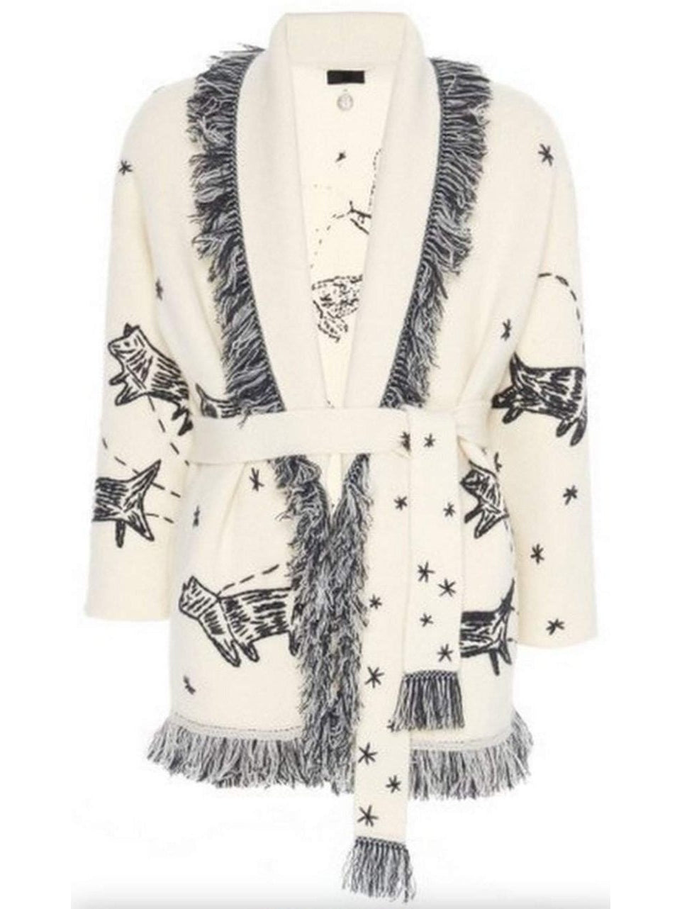 Two-Toned Fringed Wool And Cashmere Cardigan - Branna Couture