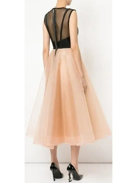 Two-Toned Tulle A-Line Midi Dress - Branna Couture