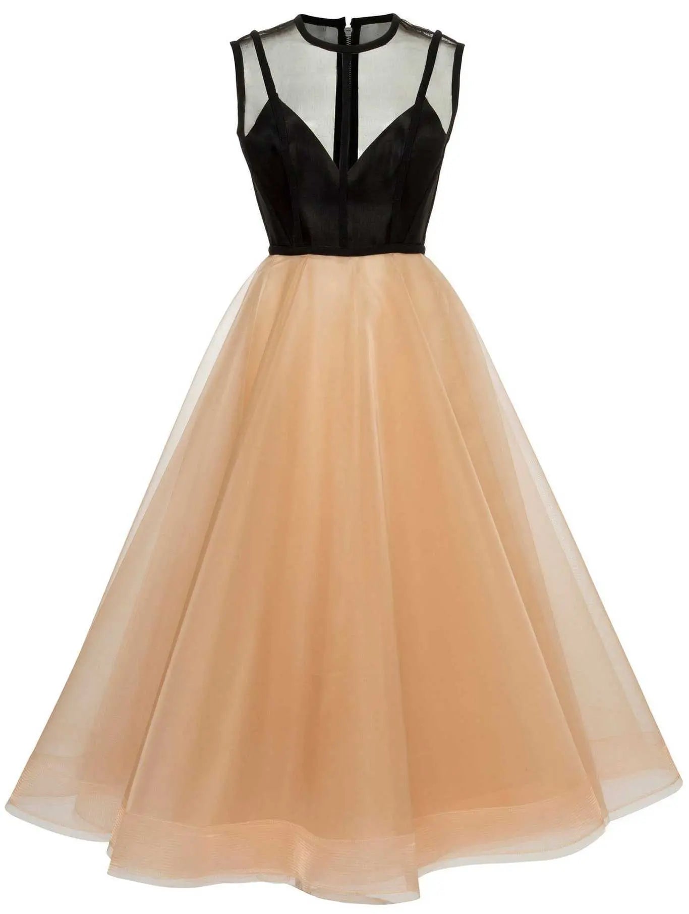 Two-Toned Tulle A-Line Midi Dress - Branna Couture