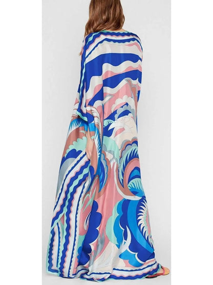 V-Neck Acapulco Print Long Kaftan Dress - Branna Couture