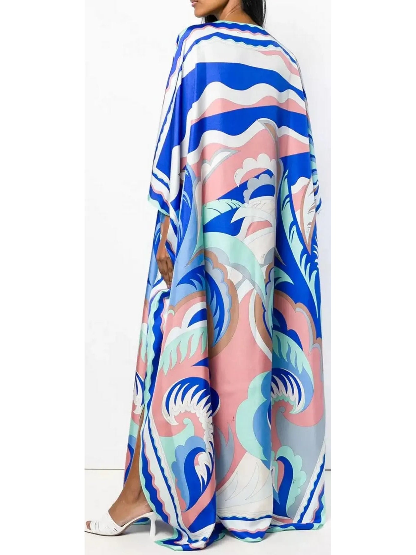 V-Neck Acapulco Print Long Kaftan Dress - Branna Couture