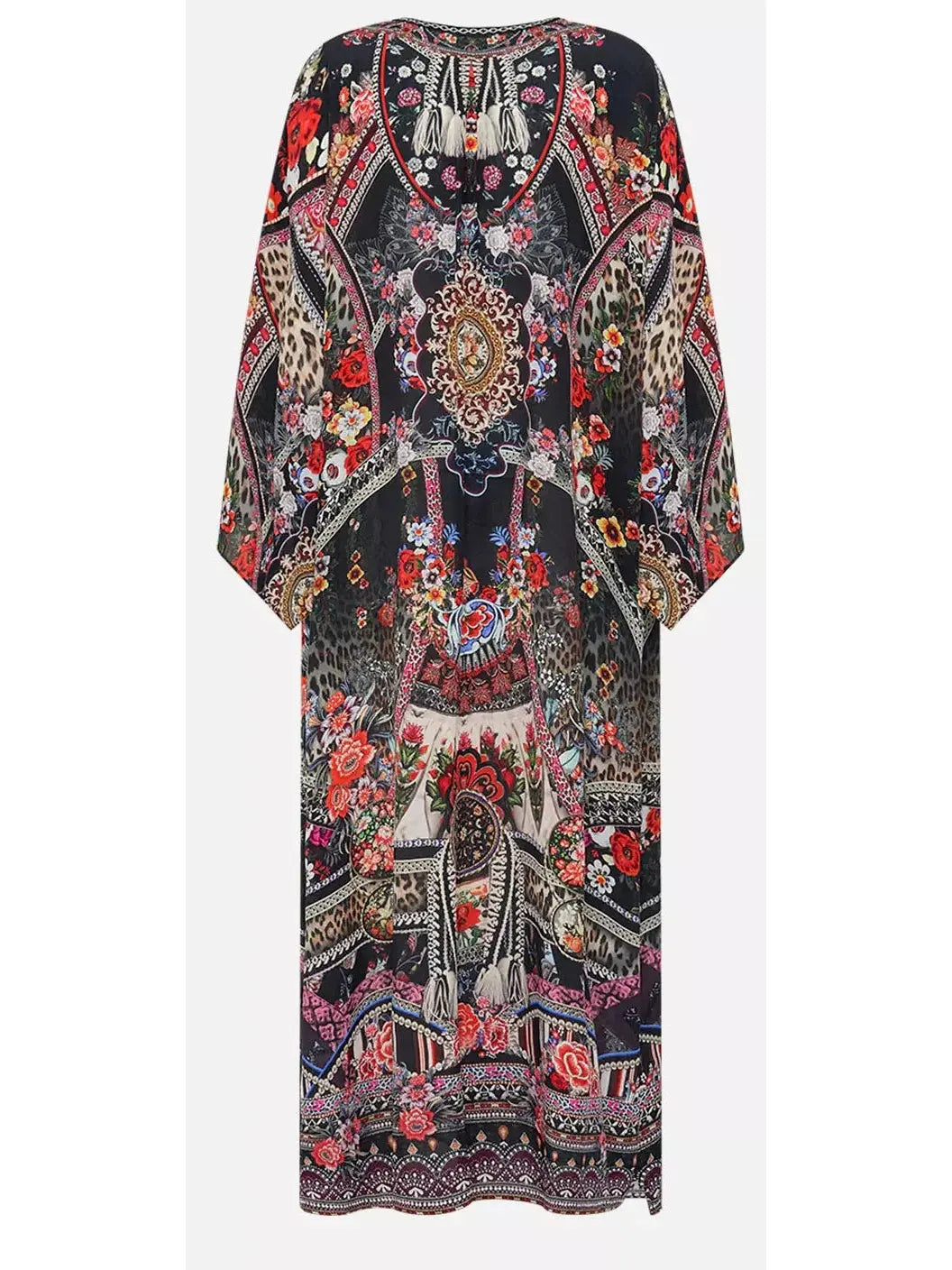 V-Neck Multicolor Printed Long Kaftan Dress - Branna Couture