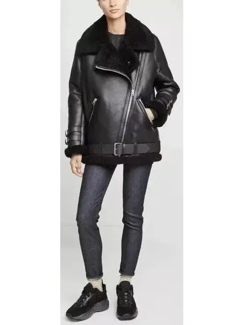 Velocity Shearling Leather Jacket - Branna Couture