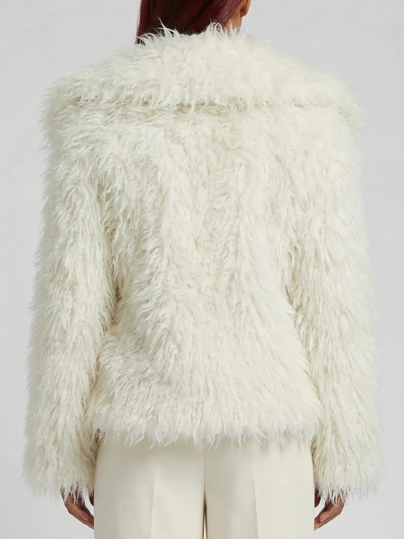 Voluminous White Faux-Shearling Jacket - Jackets