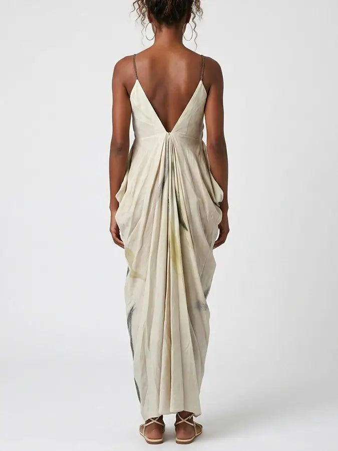 Watercolor Floral Draped Maxi Dress - Dresses