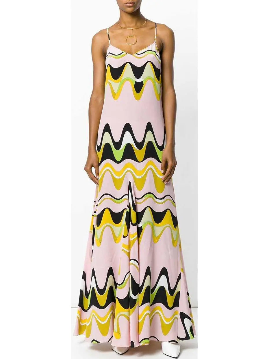 Waves Print Maxi Dress - Branna Couture