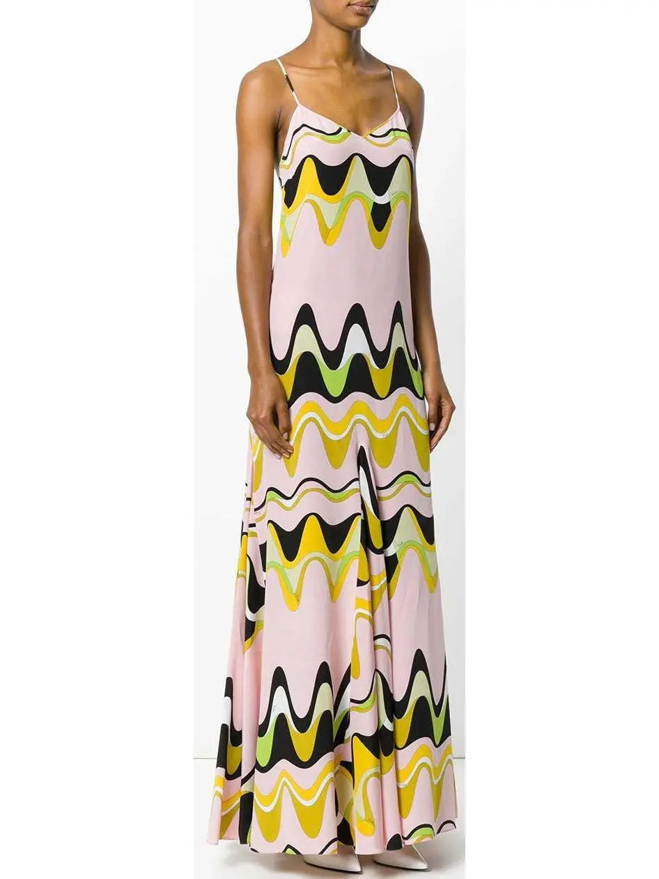 Waves Print Maxi Dress - Branna Couture