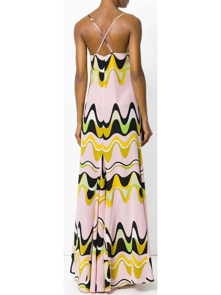 Waves Print Maxi Dress - Branna Couture