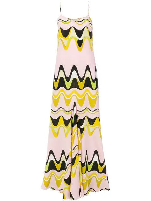 Waves Print Maxi Dress - Branna Couture