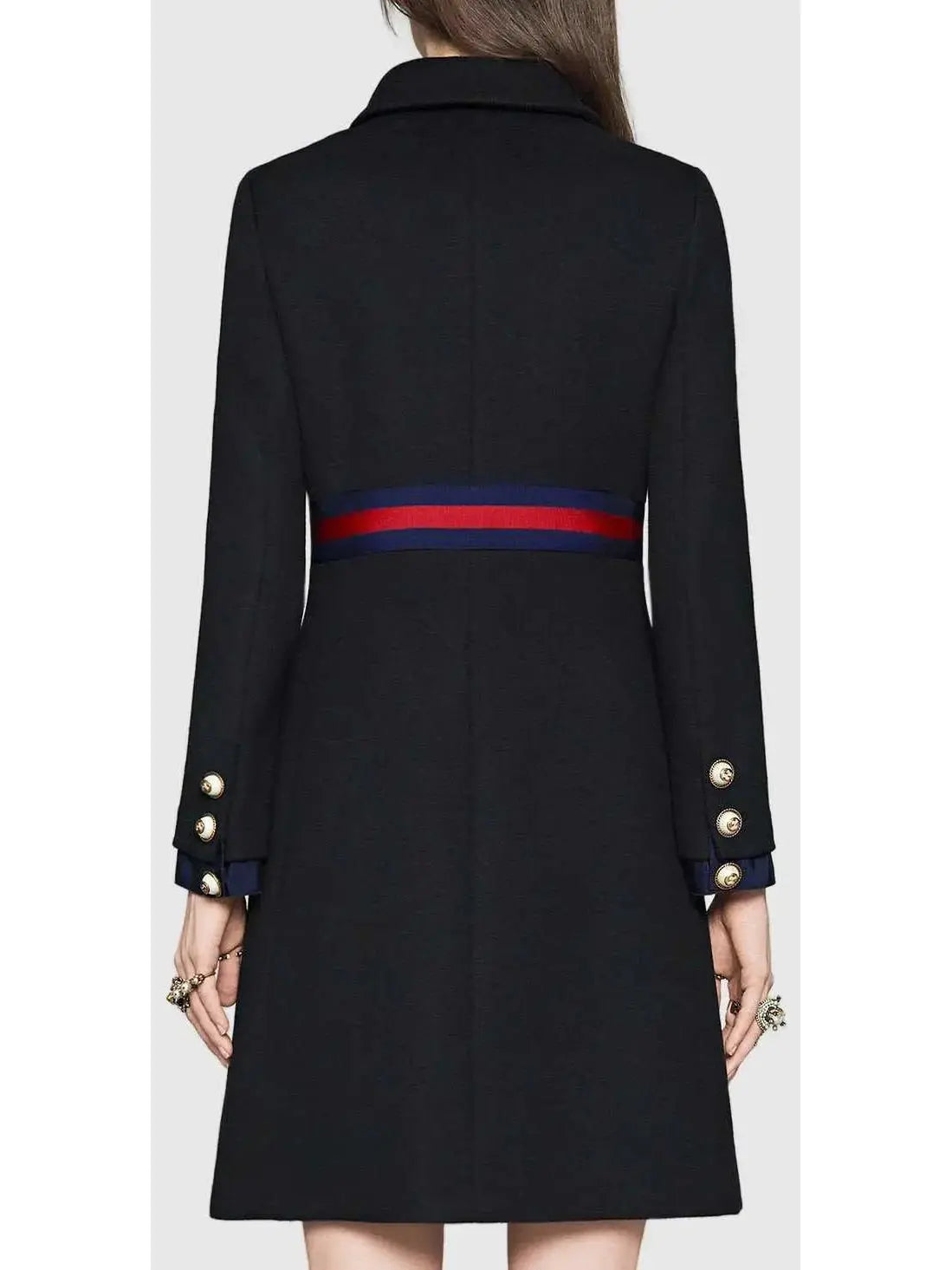 Web Embellished Coat in Black - Branna Couture