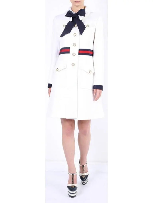 Web Embellished Coat in White - Branna Couture