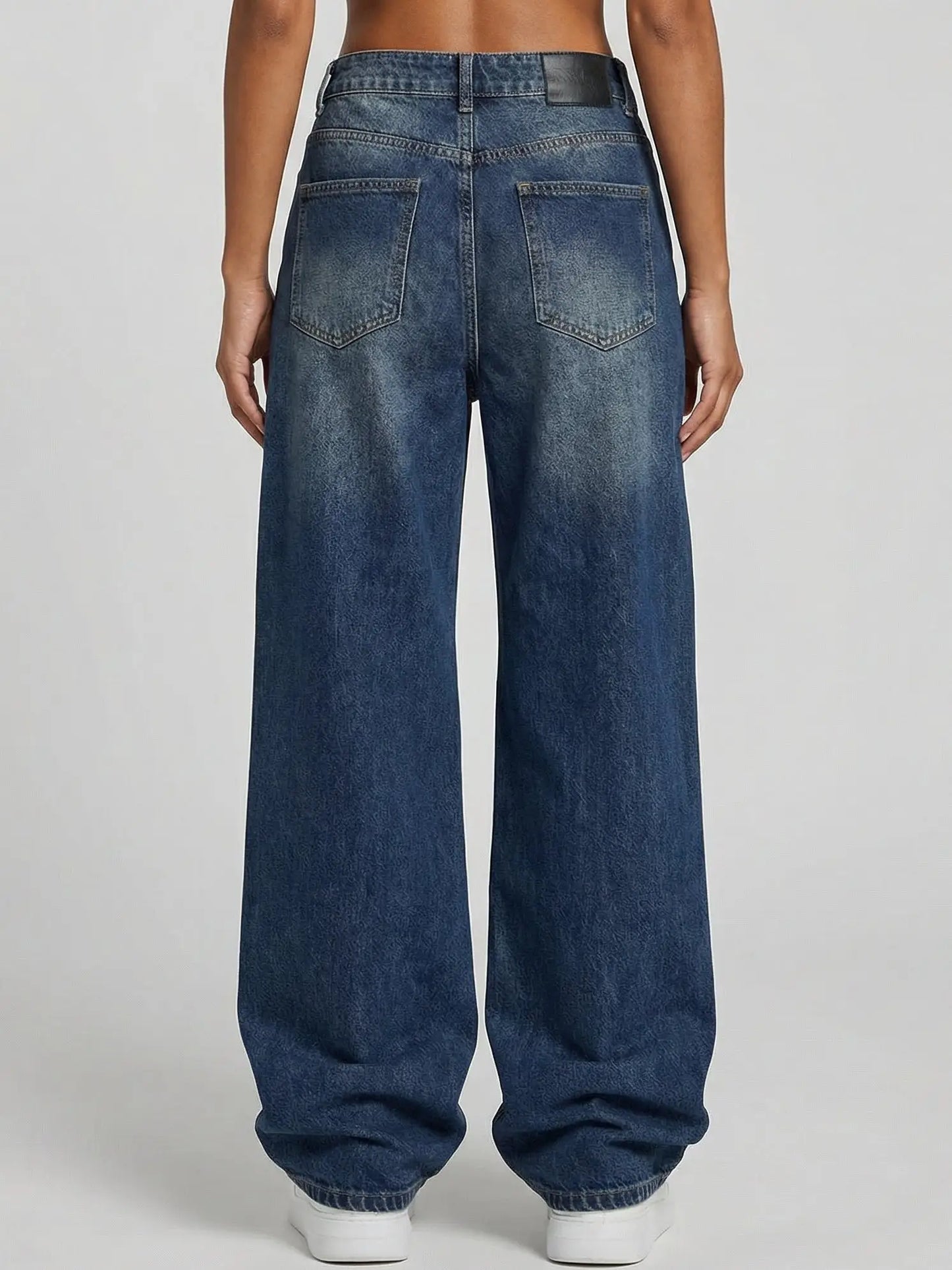 Western-Style Embellished Wide-Leg Jeans