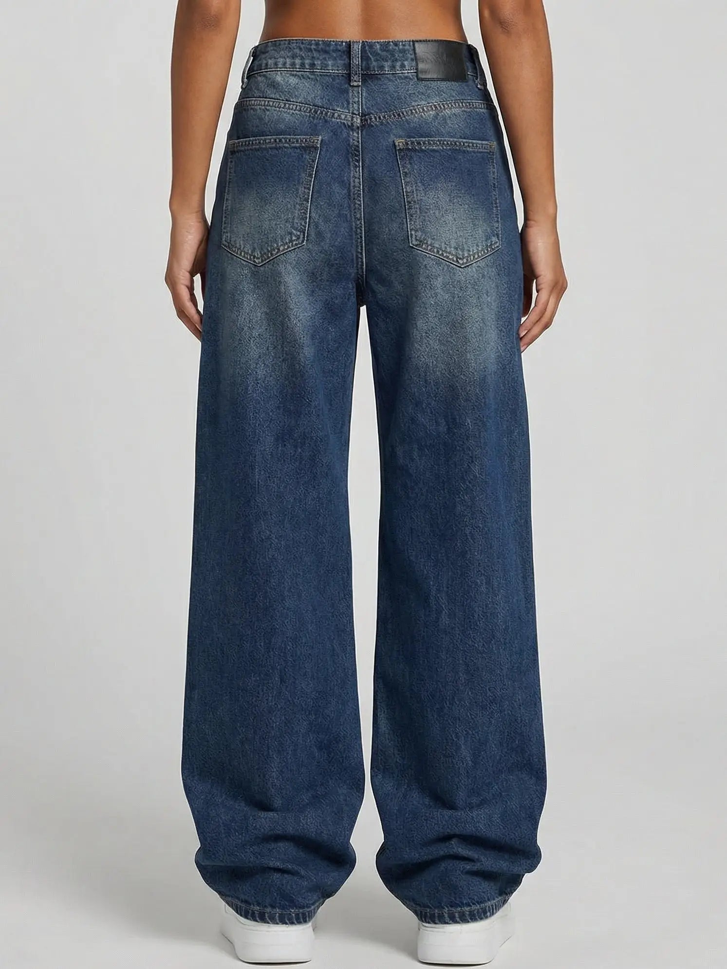 Western-Style Embellished Wide-Leg Jeans