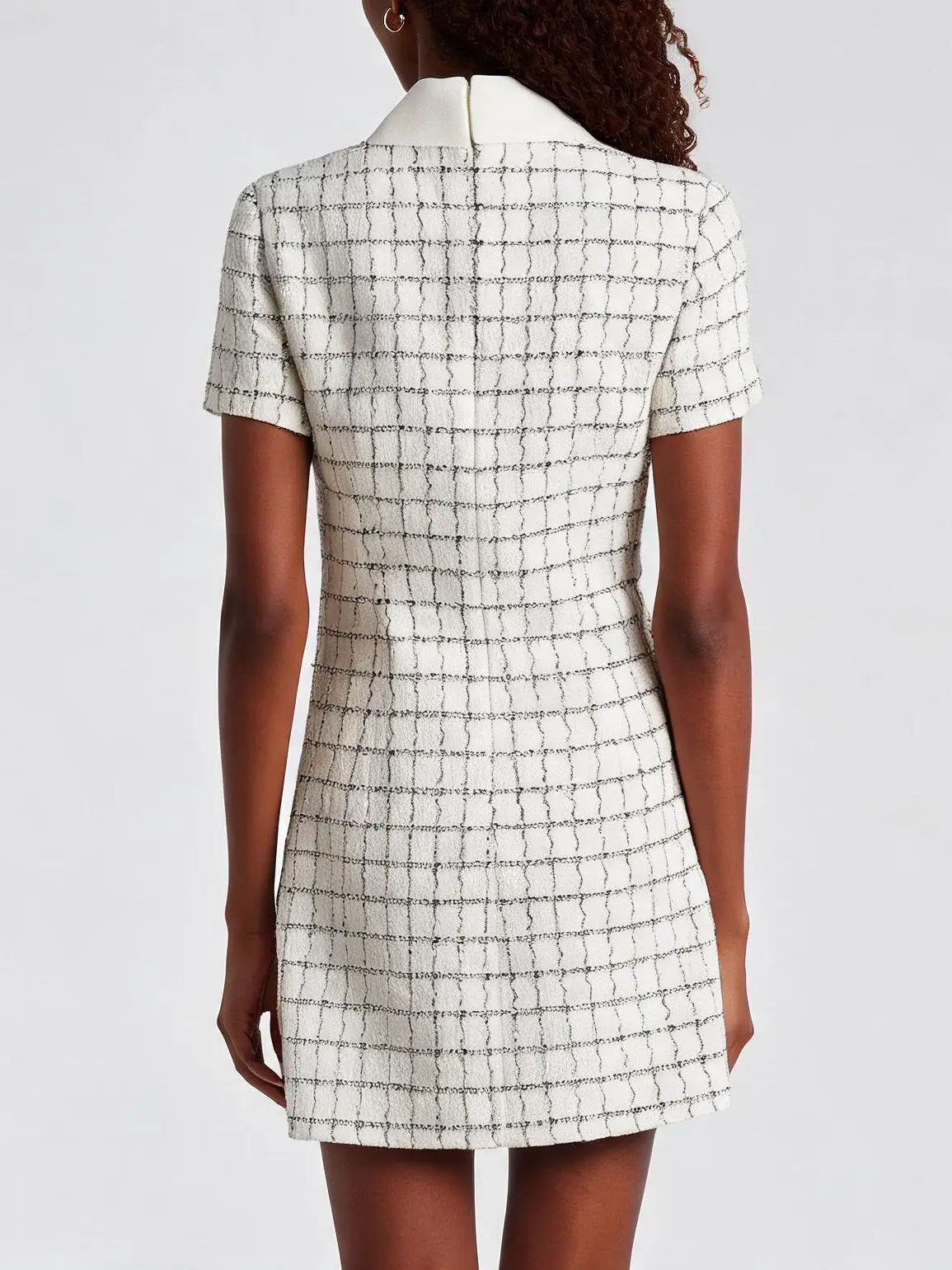 Wool-Blend Embellished-Pocket Tweed Mini Dress - Dresses