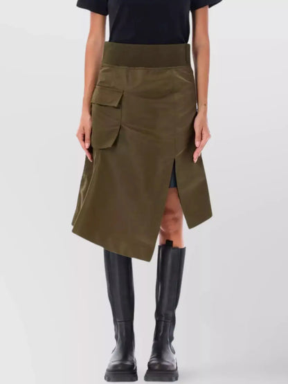 Women's Asymmetrical Cargo-Pocket Nylon Skirt Branna Couture