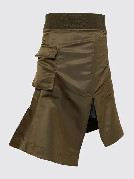 Women's Asymmetrical Cargo-Pocket Nylon Skirt Branna Couture