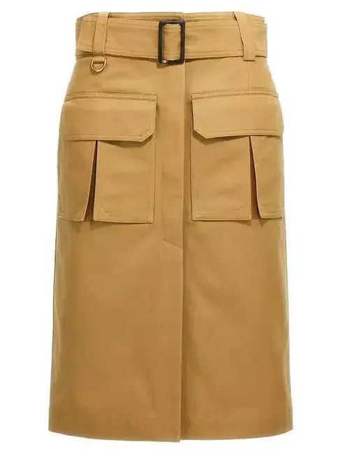 Women's Belted Hidden-Button-Closure Cargo Skirt Branna Couture