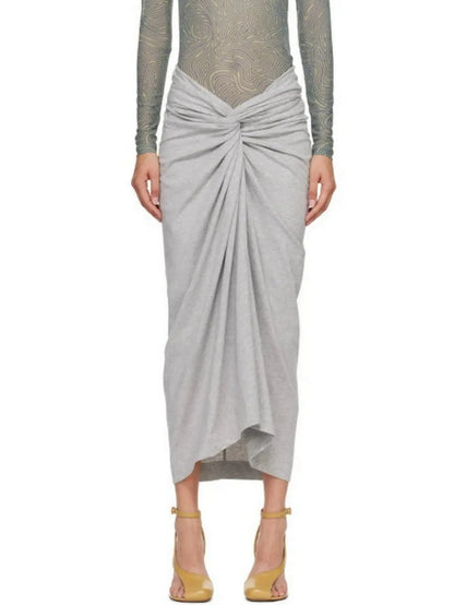 Women's Draped Knotted Jersey Midi Skirt Branna Couture