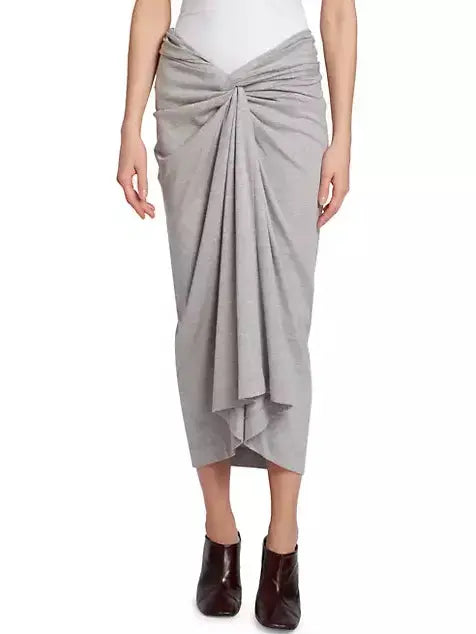 Women's Draped Knotted Jersey Midi Skirt Branna Couture