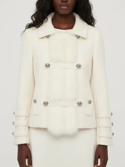 Wool-Blend Jacket with Faux-Fur Front Panel - Jackets