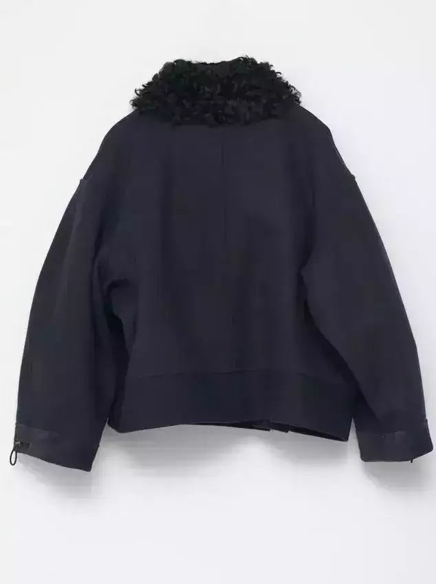 Wool-Blend Toggle Jacket with Shearling-Style Collar - Jackets