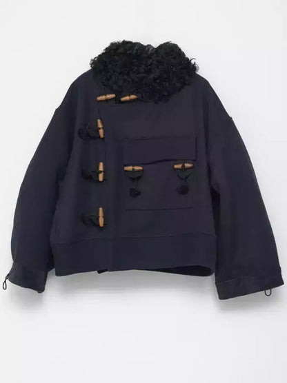 Wool-Blend Toggle Jacket with Shearling-Style Collar - Jackets