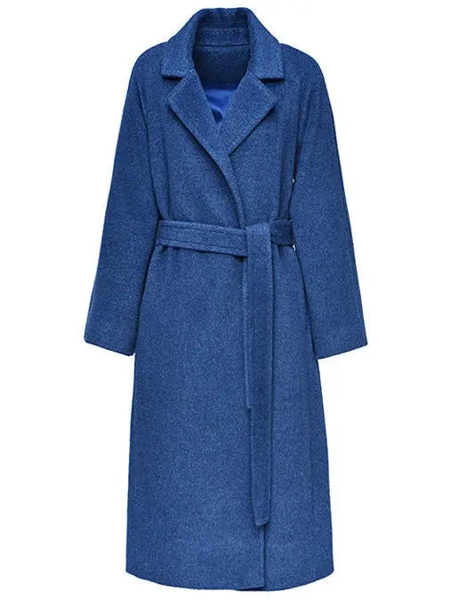 Wool Wrap Coat, Blue - Branna Couture