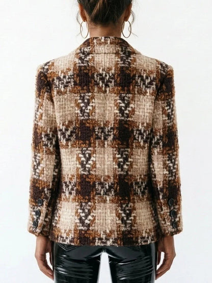 Wool Blend Boxy Tweed Blazer - Jackets