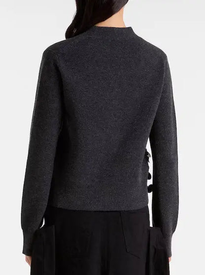 Wool Cardigan with Oversized Sequin Embellishments - Sweaters & Knitwear