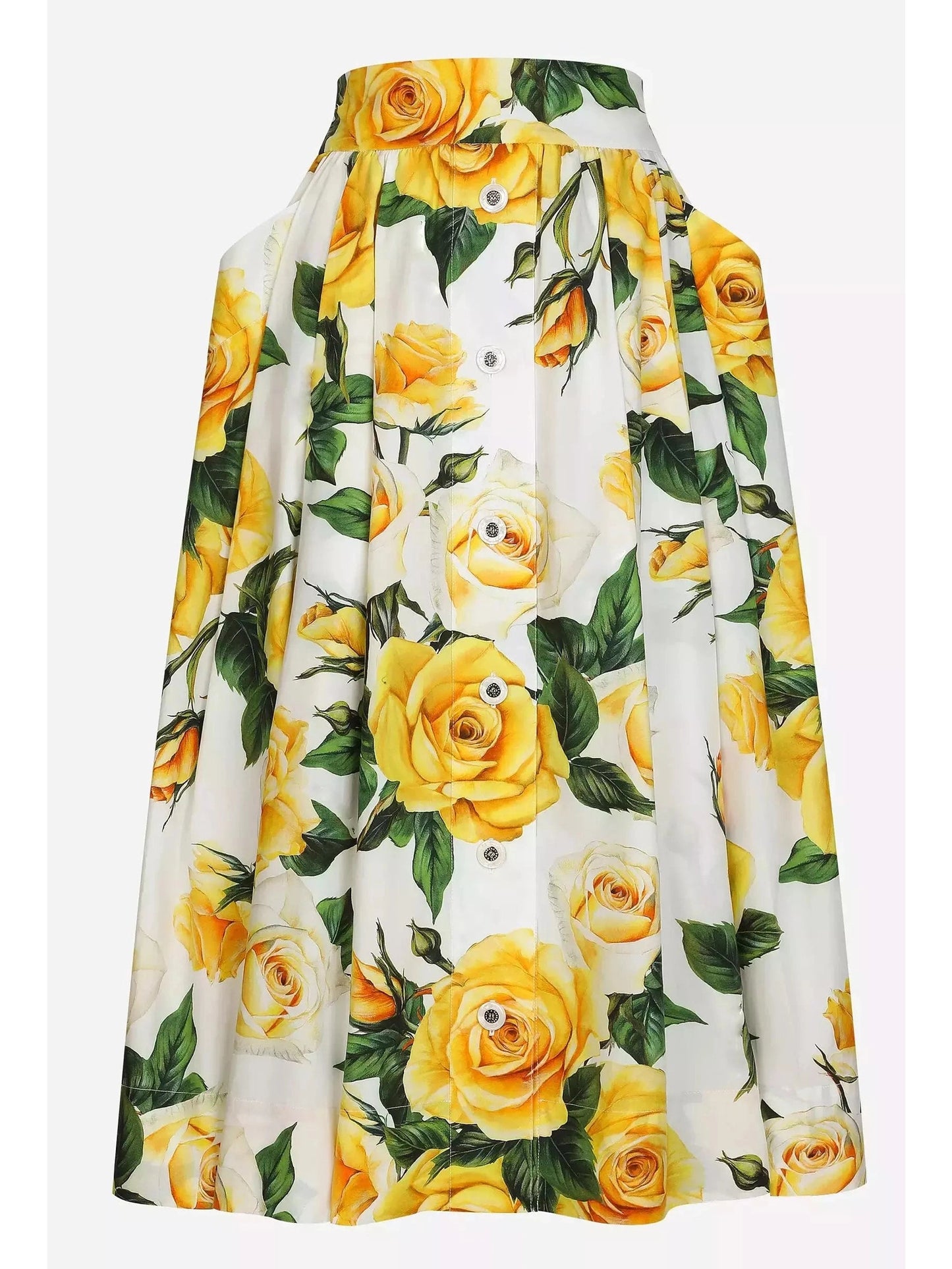 Yellow Rose Printed Bardot Neck Crop Top and Skirt Set - Branna Couture