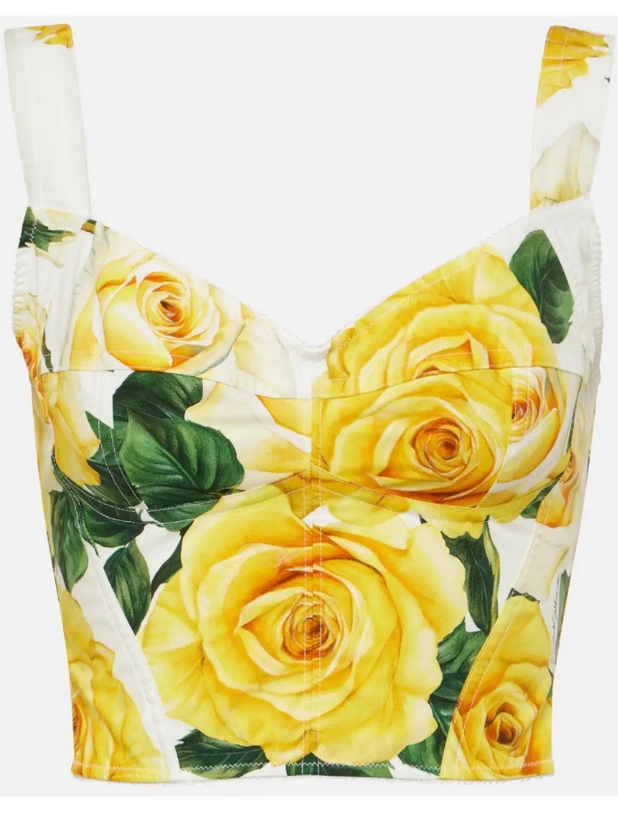 Yellow Rose Print Corset Top - Tops